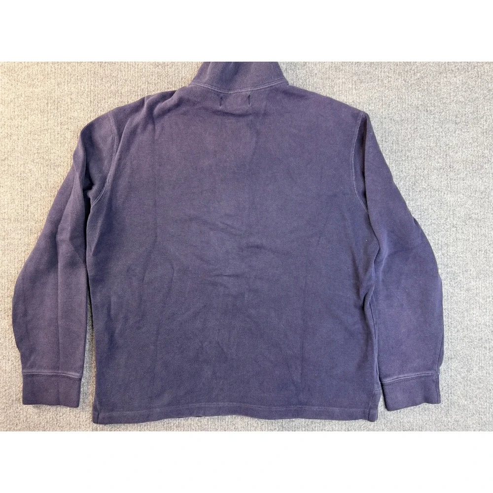 Polo Ralph Lauren Mens Large Navy Blue Cotton Quarter Zip Pullover Sweater Faded